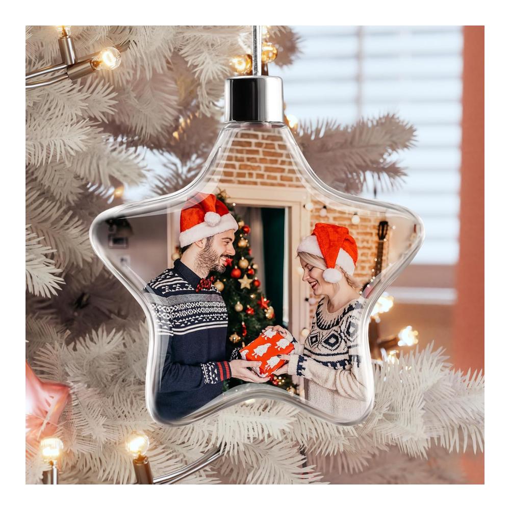Doppelpack Personalisierte Fotokugeln Weihnachtsschmuck 2023 - Benutzerdefinierte Bilder - Ornamente für Weihnachtsbäume - Ideales Geschenk für Mutter