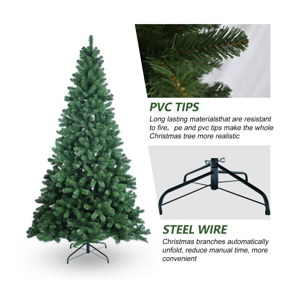 Erleben Sie festliche Magie 6FT Künstlicher Weihnachtsbaum mit 820 Zweigspitzen aus hochwertigem PVC. Perfekte Weihnachtsdekoration und Halloween-Highlight mit stabilem Metallständer für stressfreie Feierlichkeiten! Schaffen Sie zeitlose Erinnerungen