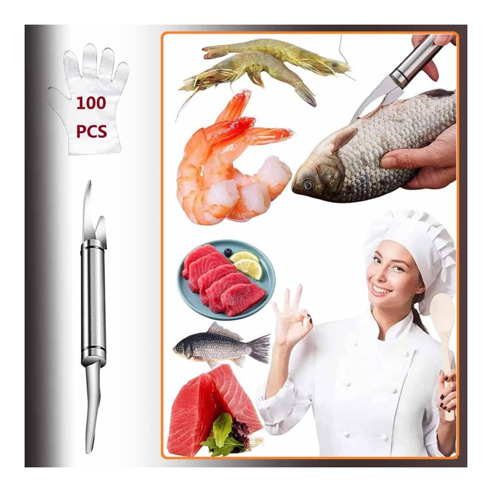 Meeresfrüchte-Werkzeuge 5-in-1 Multifunktionales Garnelenschnur-Fischschlundmesser | Haushaltsgarnelenschäler aus Edelstahl | Fischschuppenhobel | Küchengarnelenschneidewerkzeug | Effizientes Zubehör für Meeresfrüchte