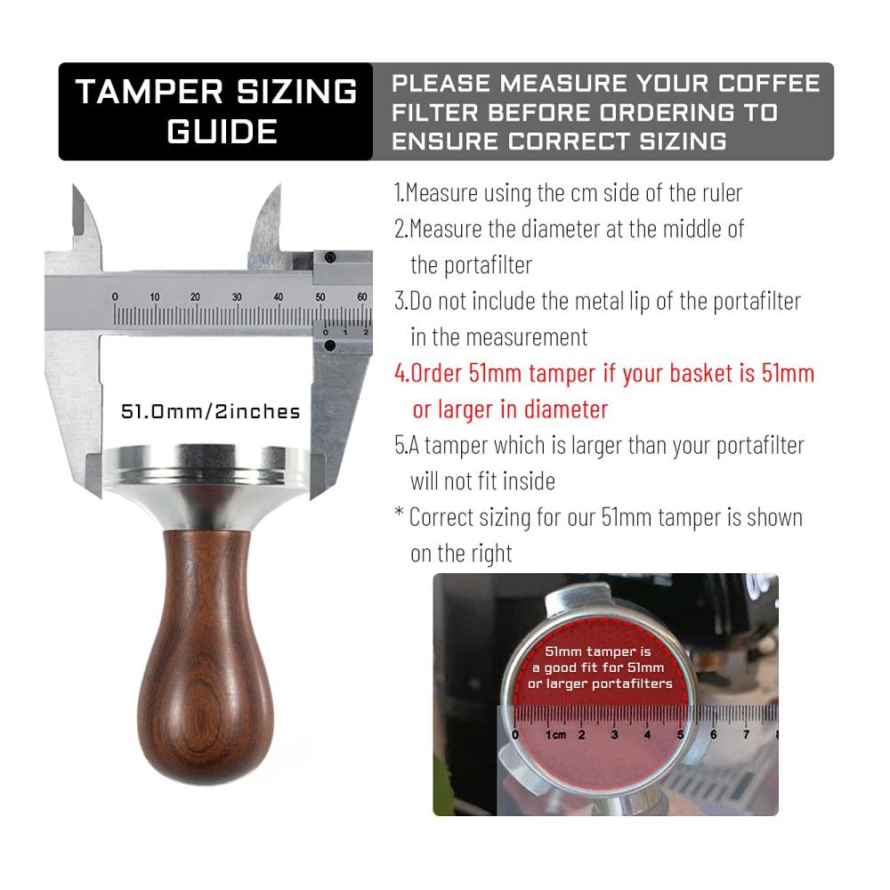 Espresso Tamper Set 51mm – Perfekter Kaffee mit hochwertigem Tamper! Barista Zubehör inklusive Tampermatte Edelstahl-Flachboden und stilvollem Holzgriff. Ideales Espresso Presswerkzeug für Espressomaschinen und Kaffeegenuss