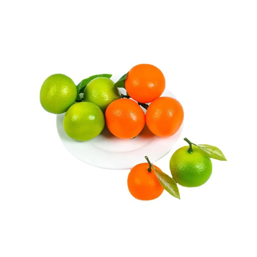 Erfrischend natürlich Künstliche Früchte - Realistische Orange mit Zweigen Blättern & zarter Schnur - Perfekte Dekoration für Zuhause und Events