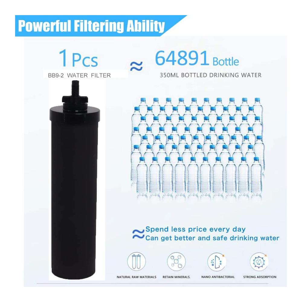 Ersetzen Sie Ihre alten Wasserfilterkartuschen mit Premium BB-9-2 Wasserfiltern! Kompatibel mit Berkey Reinigungselementen für kristallklares Wasser zu Hause. (2 Stück