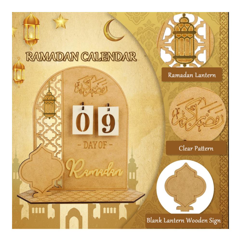 Entzückender Dekor Holz-Adventskalender für Ramadan mit 30 Tagen Countdown Kinderfreude garantiert! Eid-Mubarak Dekoration rustikal & elegant mit Ramadan-Laterne. Perfekter Ramadan-Geschenkartikel