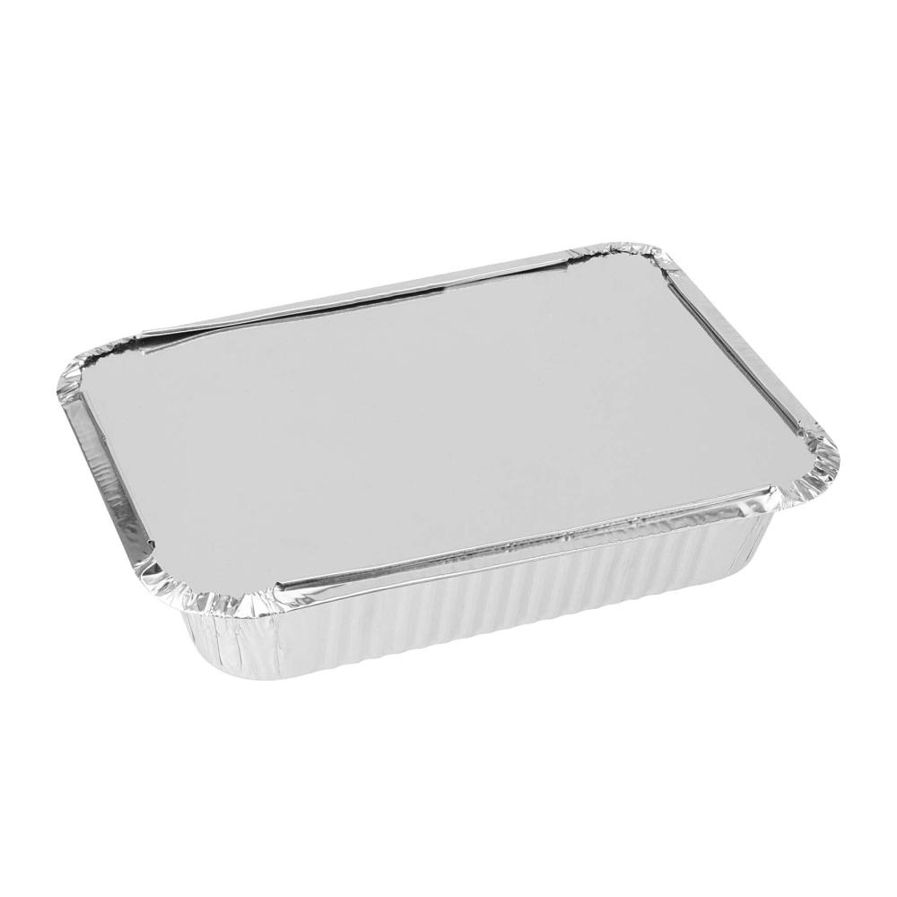60er Packung Vorratsdosen Aluminiumfolien-Tabletts mit Deckel - Ideal zum Backen Kochen Einfrieren & mehr - Große Luftfritteusen-Blechdosen 1000ml
