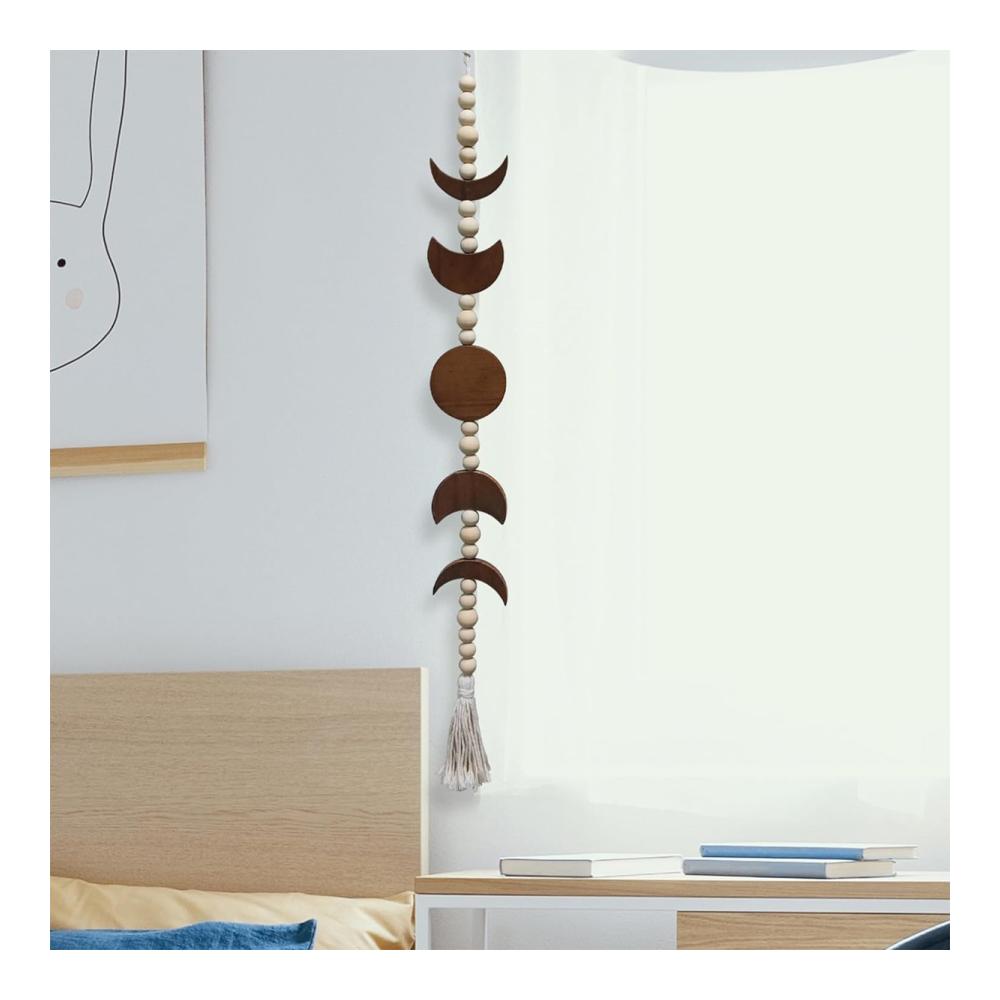 Boho-Mondphasen-Wandskulpturen Kreative Mondzyklus-Wandkunst aus Holz | Vertikale Mondgirlande für stilvolle Wohndekoration | Handgefertigte Boho-Wanddekoration für einzigartiges Ambiente von Caicaicai