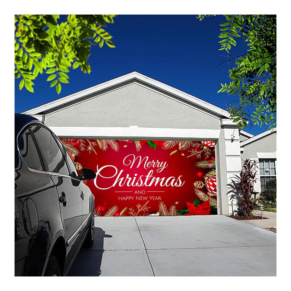 Weihnachten Garagentor Banner Festliche Dekoration mit Kupferösen & Seil für beeindruckende Weihnachtsstimmung - Perfekt für Hintergrundfotoshootings (210x480cm