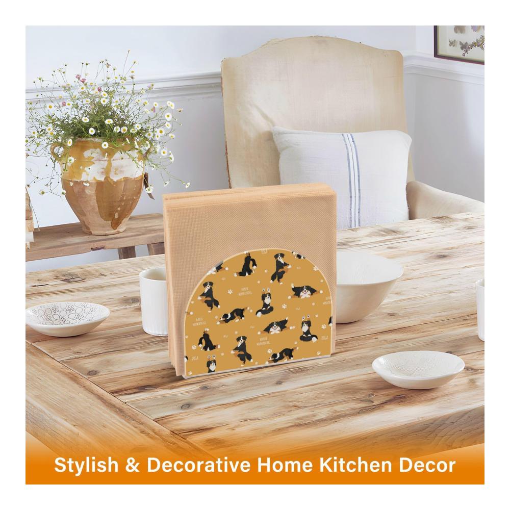 Stilvoller Serviettenhalter Yoga-Hunde-Design | Berner Serviettenspender | Platzsparend & aufrecht | Perfekt für Restaurant & Wohnkultur | Acryl-Design