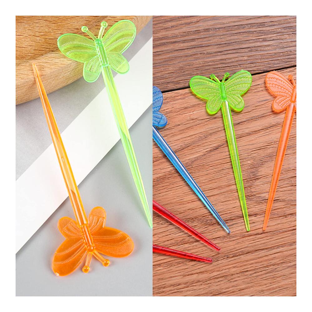 Premium Obstgabeln Set 200 Stück Mini Zahnstocher für Snacks & Desserts - Kinderparty Zubehör - Ideal für Obst Gebäck & mehr - Wiederverwendbare Niedliche Plastikspieße für Kinder und Erwachsene