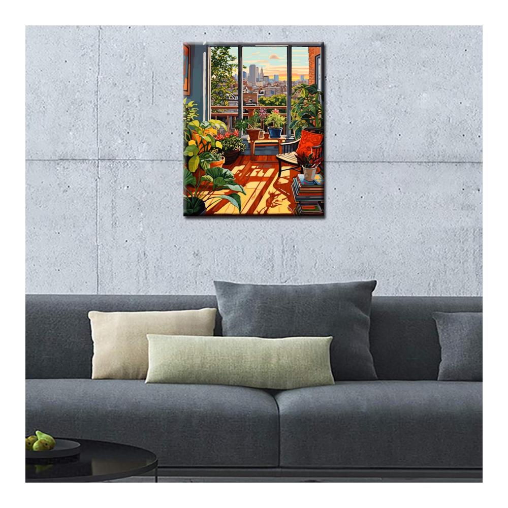 Entfache deine Kreativität mit unserem Farben & Lacke Bunte Pflanzen Malen-nach-Zahlen-Set für Erwachsene! Acryl-Ölgemälde-Set inklusive Holzstuhl perfekt für Anfänger. Gestalte tropische grüne Blätter auf 305 x 406 cm und verschönere deine Wand! DIY-Rahmen für ein personalisiertes Kunstwerk