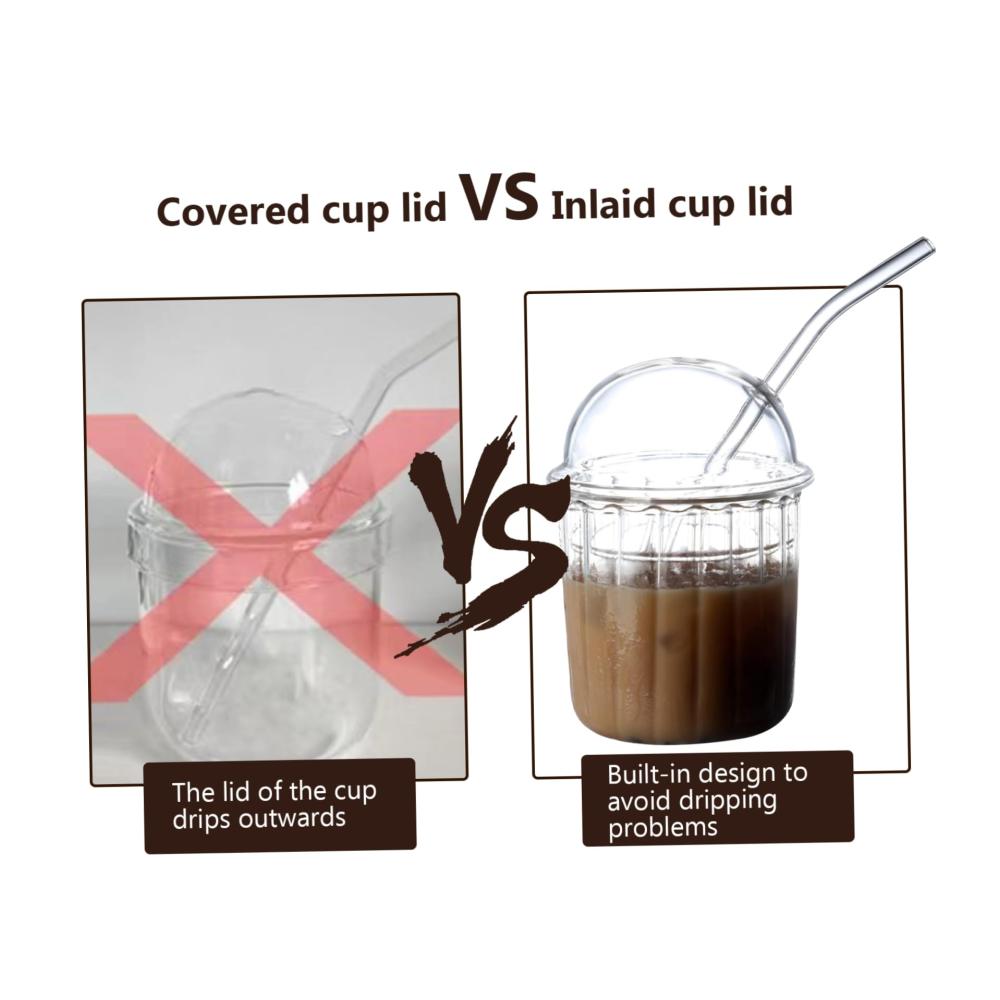 Entdecken Sie den Genuss mit unseren wiederverwendbaren Kaffee- & Teegläsern 14oz/450 ml Glas mit Strohhalm und Deckel für erfrischende Getränke! Ideal für unterwegs zu Hause oder im Büro