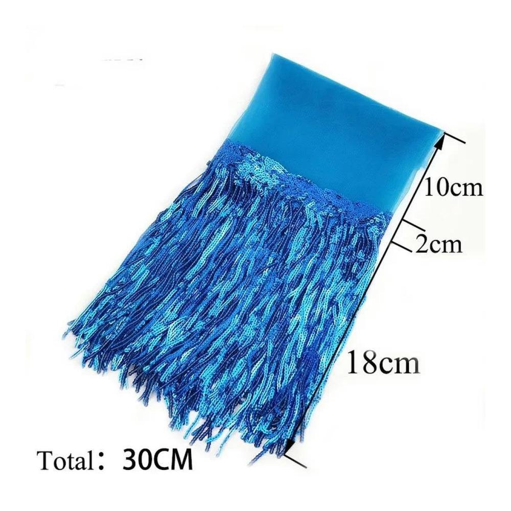 Schillernde Pailletten-Quastenfransen Perfekt für Tanz & Mode | 18cm 4 Yards | Nähzubehör für Vorhänge & Kleidung