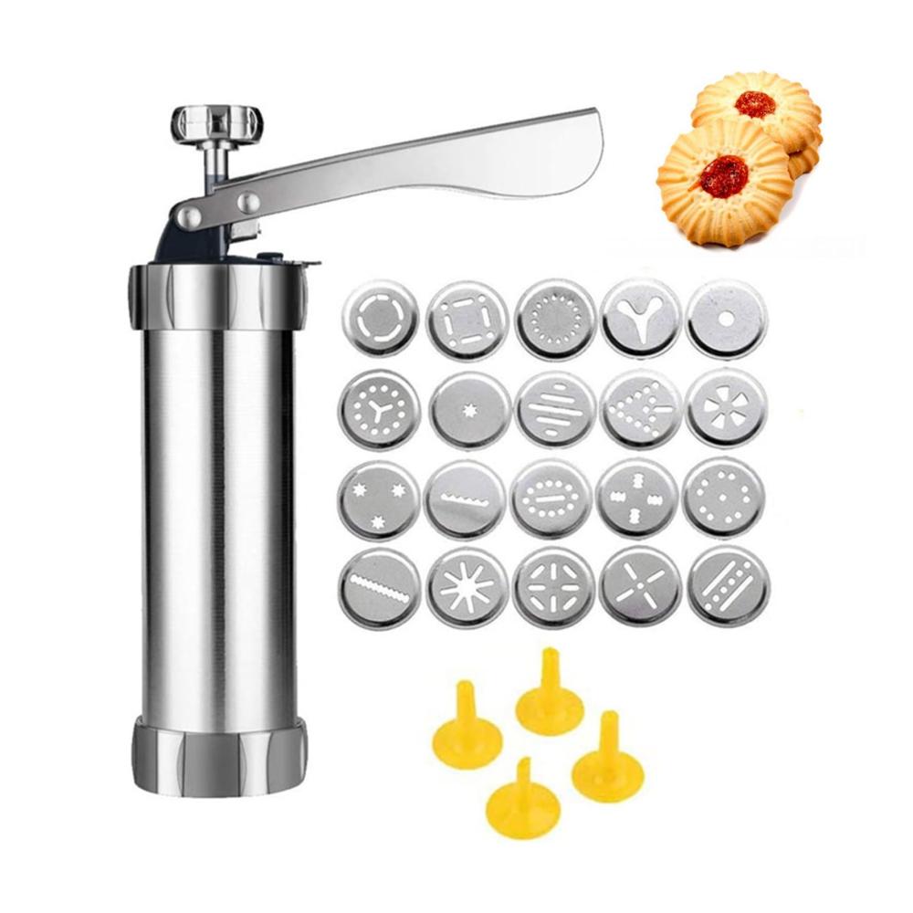 Professionelle Gebäckpresse Backen Sie mühelos perfekte Kekse! | Edelstahl-Kekspresse-Set mit 20 Spritzmustern und 4 Zuckerguss-Tipps für köstliche Kreationen