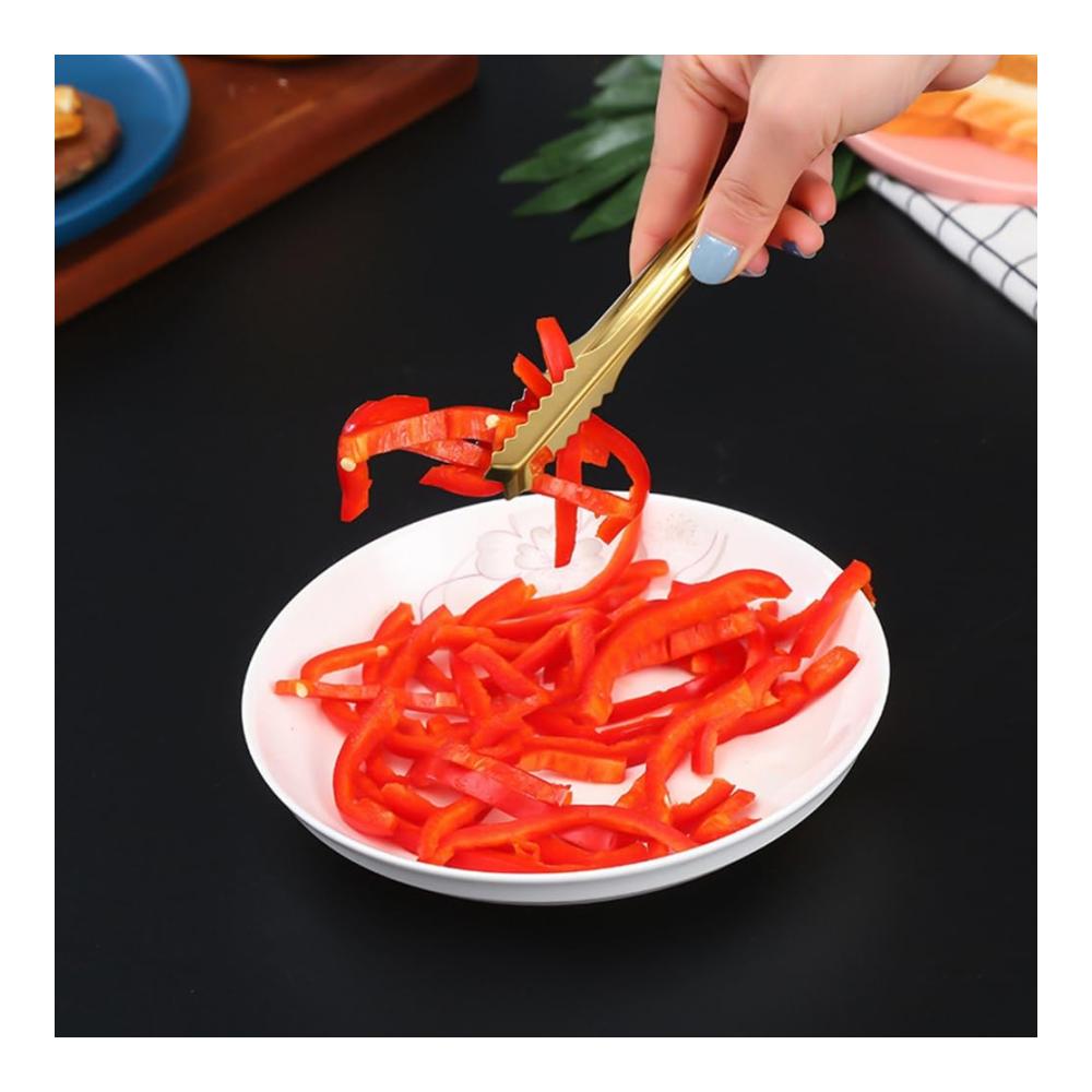 Edelstahl Zangen Set – 6-teiliges Küchenzubehör für Lebensmittel Grill & mehr | Vielseitige Buffet- und Brotzange | Inklusive Eiszange | Robust & Leicht zu handhaben | Silber