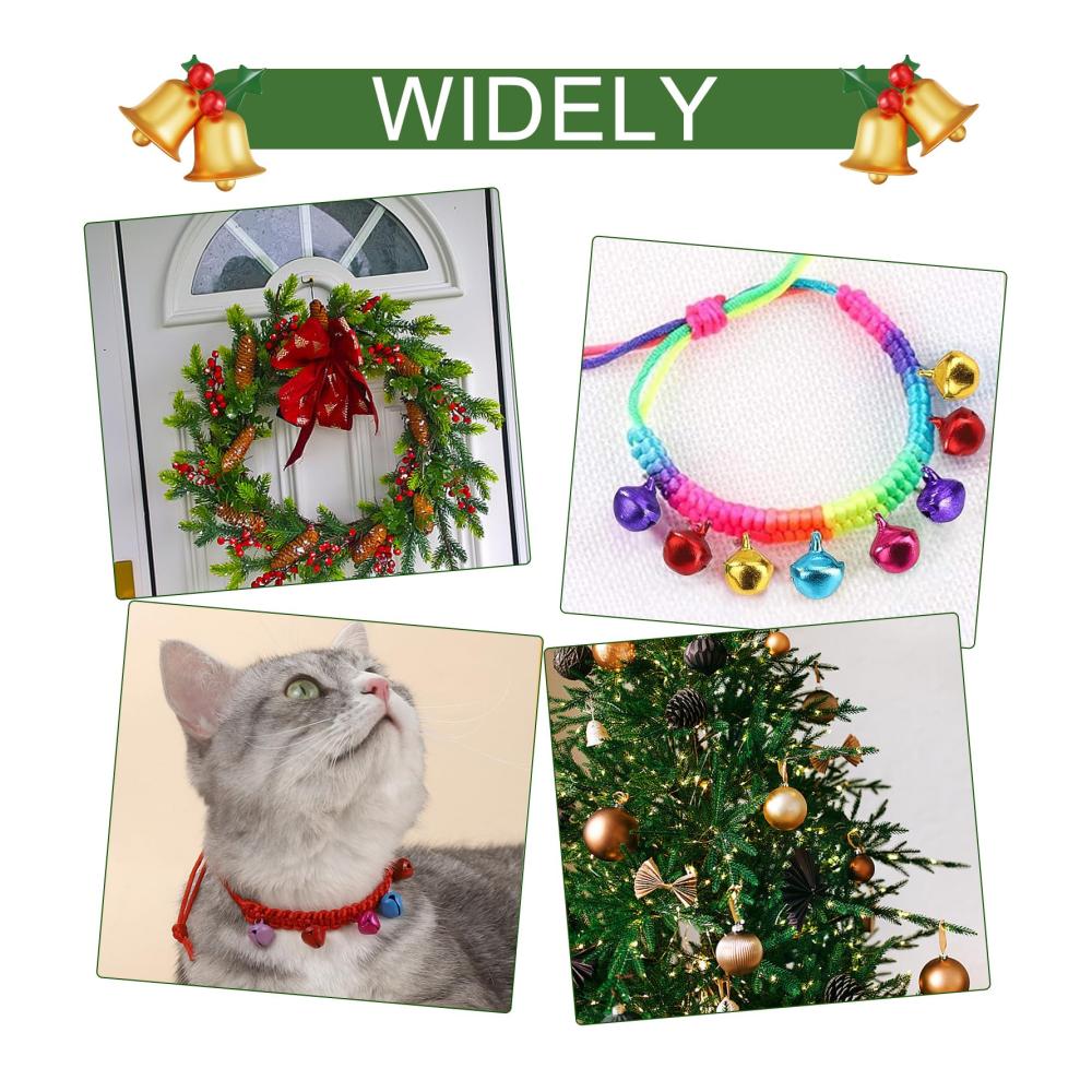 300er Set Glocken Bunte Metallglöckchen für festlichen Baumschmuck & Bastelprojekte - 10mm & 14mm Rostschutz - Weihnachtliche Dekoration