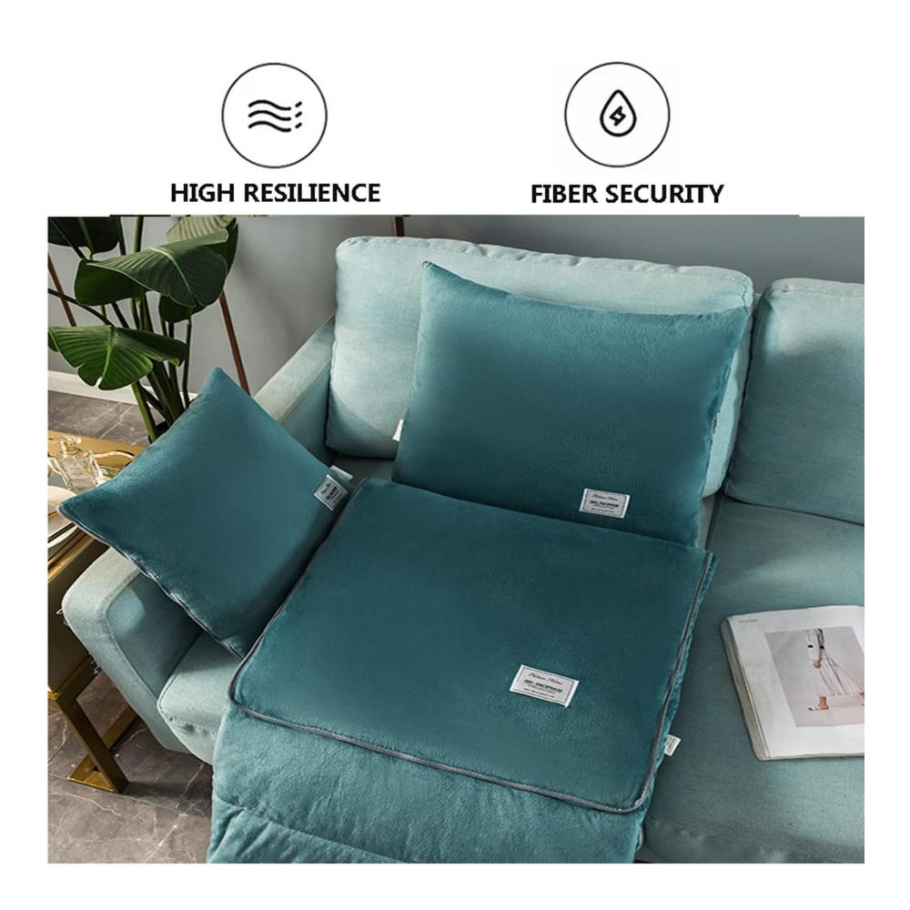 Entdecken Sie den Luxus Zierkissen Deluxe 2-in-1 Kissen und tragbare Decke für Auto Sofa und Bett - Kuscheliges Dekorationszubehör mühelos öffnen und entfalten mit Falt-Klimaanlage - Hochwertige PP-Baumwollsteppdecke in Light Blue Größe 50x50cm