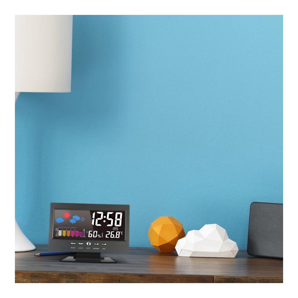 Entdecken Sie das Wetter mit Präzision Multifunktionale Wetterstation mit Farb-LCD Uhr Thermometer und Hygrometer - Immer informiert bleiben über Temperatur und Feuchtigkeit