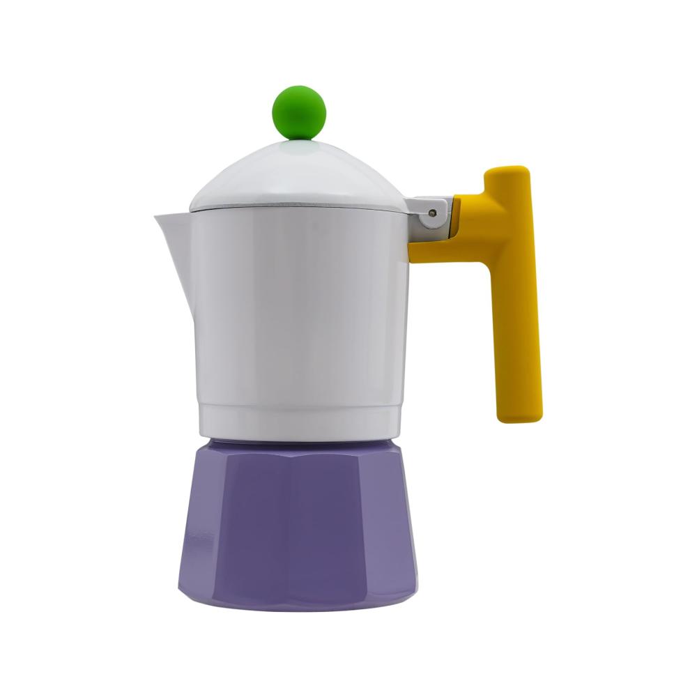 Erleben Sie vollmundigen Genuss! Espressokocher - Ikonische Moka-Kanne für den Herd Lila Aluminium 150ml - Kaffeekocher für aromatischen Kaffeegenuss
