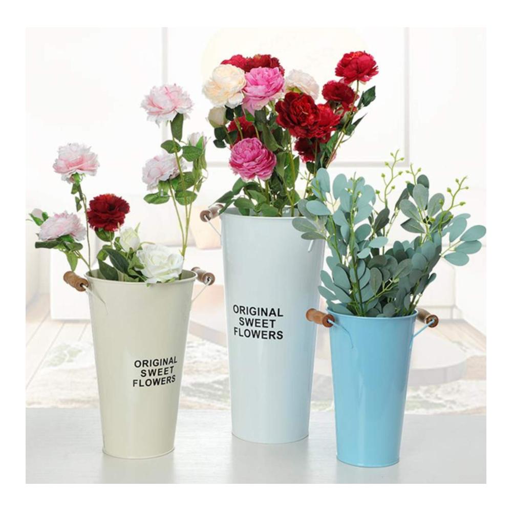 Elegante Vasenkollektion Stilvoller Hoher Metallblumeneimer Blumentopf Bauernhaus Chic für zeitlose Wohnkultur - Dekorative Metallvase für Blumenarrangements in jedem Raum