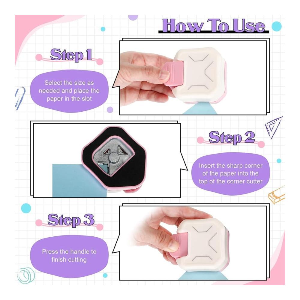 Verleihen Sie Ihren Bastelprojekten mit unserem 3-teiligen Eckenrunder-Papierstanzer-Set in 3 Varianten einen professionellen Touch! Ideal für Kartenherstellung und mehr