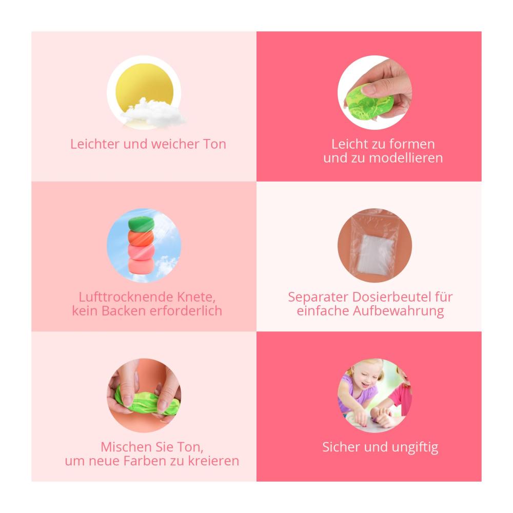 Kreatives Tonformen leicht gemacht! 48 Farben Ton-Modelliermasse-Set mit 3 Modellierwerkzeugen - Magische weiche & ultraleichte Modelliermasse für Kinder und Erwachsene. Sicher ungiftig & einfach zu verwenden. Perfekt für Weihnachten