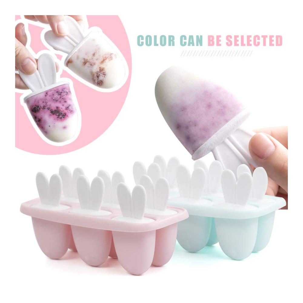 EisformenSilikon Set für Kinder 6 Mulden BPA-Frei Eis am Stiel Selbst Machen Popsicle Eisförmchen Rosa - Ideal für Sommer Snacks & Gesunde Desserts