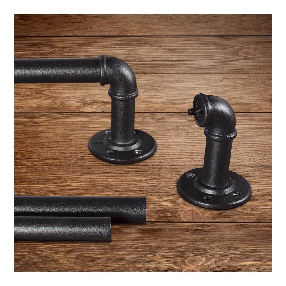 Industrie Vorhangstange Einzelstück Ausziehbare Metall Gardinenstange für Ösenvorhänge & Raumteiler - Verstellbare Fensterstange 80 cm - 218 cm - Stilvolle Lösung für industriellen Wohnraum