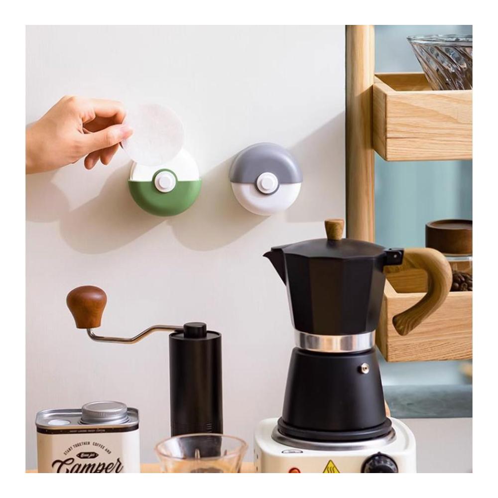 Kaffeefilterbox mit Deckel für Wandmontage - Praktischer Einwegfilter-Aufbewahrungsbehälter - Halter für 51 mm/54 mm/58 mm Kaffeefilter - Organizer für Kaffeefilterpapier - Espresso Zubehör