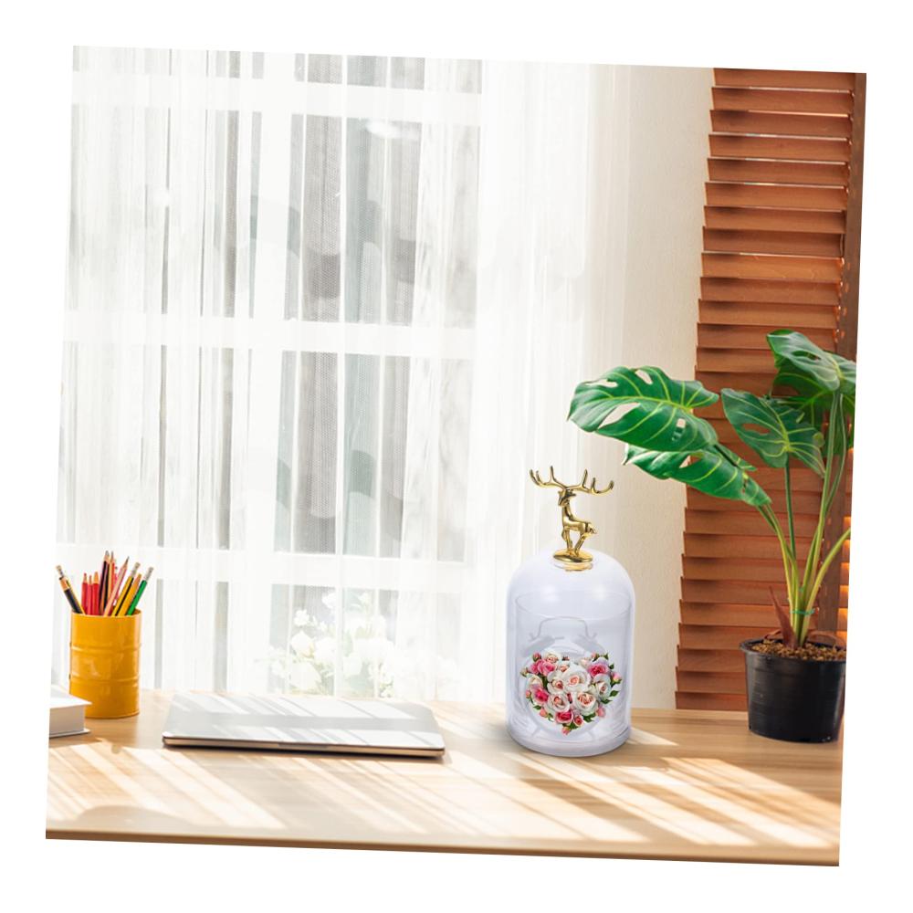 Dekorative Krüge Glaskuppel für Tischdekoration | DIY Schneekugel Set mit Rosen | Duftende Vitrine für ein zeitloses Ambiente | Perfekte Glocke für stilvolles Display