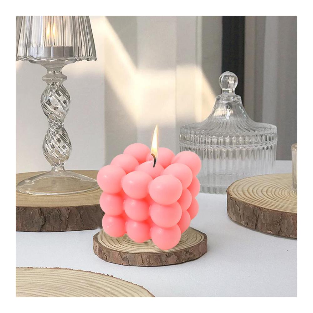 Erleuchten Sie Ihre Geburtstagsfeiern mit Bubble Kerzen | Handgefertigte wohlriechende Geburtstagskerzen aus reinem Sojawachs | Nachhaltige Dekoration für ein boho Ambiente | 6 x 6 x 6 cm (Rosa 1