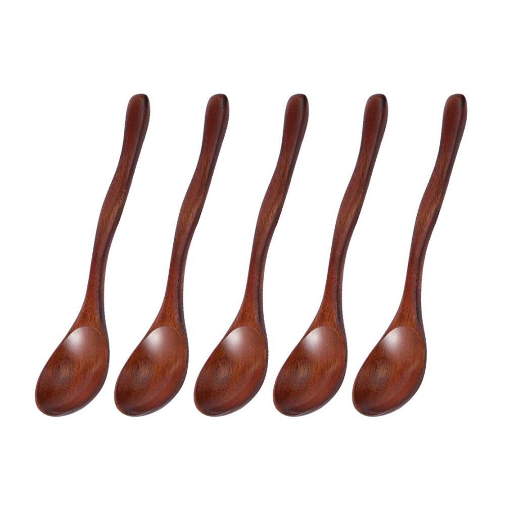 Hochwertige Suppenlöffel aus Holz – 5er Set für Küche Bar & Nudelladen | Langlebige Haushaltslöffel mit langem Griff für köstliche Suppen und mehr