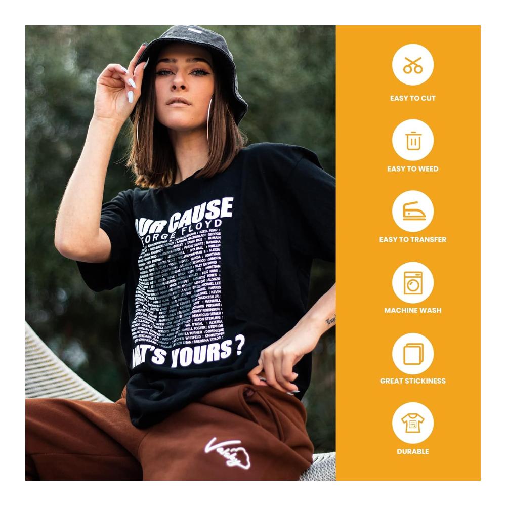 Erstaunliche Plotterfolie Hochwertige Textilfolie 30.5cmx6.1m Weiß - Flexfolie für Cricut und Silhouette Cameo - Perfekt für DIY-T-Shirts & Stoffprojekte