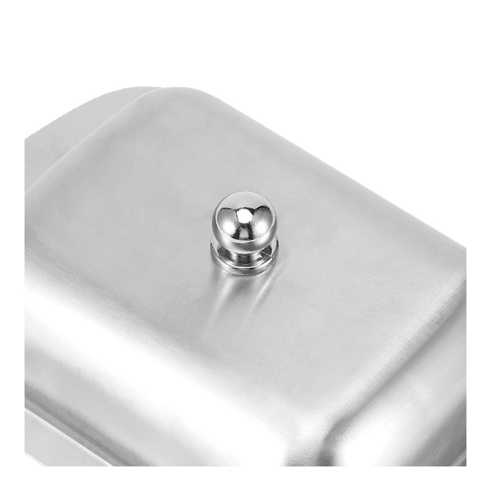 Entdecken Sie die Eleganz Doppelte Butterdose aus hochwertigem Edelstahl - Stilvoller Butterbehälter mit Deckel und Griff für optimale Frische. Praktische Metall-Butterdose für den täglichen Genuss
