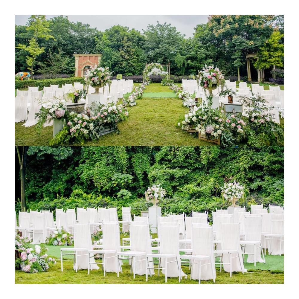 2er Set Stuhlhusse Hochzeit Weiß - Romantische Tüllhusse für elegante Stühle - Perfekte Dekoration für Hochzeiten & Events - Universal Stretch Hussen - 260cm x 150cm