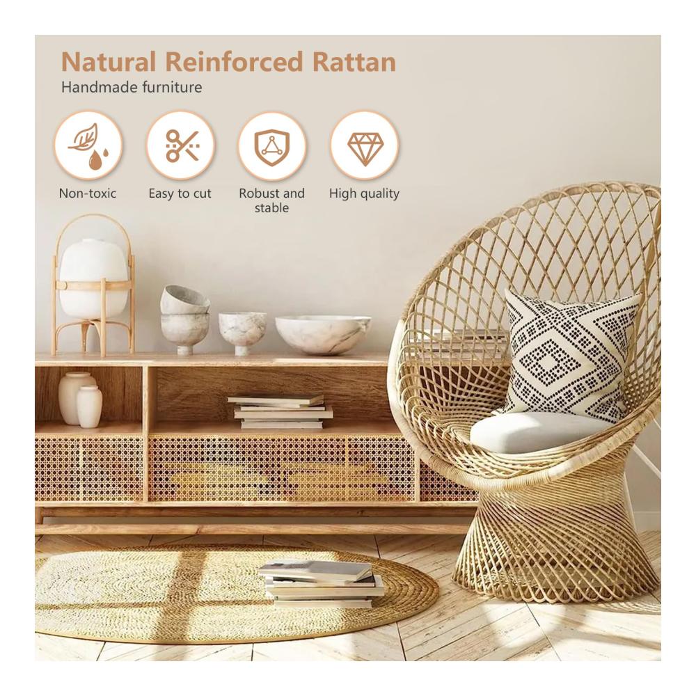 Hochwertige Rattan-Gurtbandrolle für DIY-Projekte | Schimmelfestes Flechtrohrgewebe für Stuhlreparaturen | 15m x 40cm Holzfarbe | Perfekt für Wiener Geflecht
