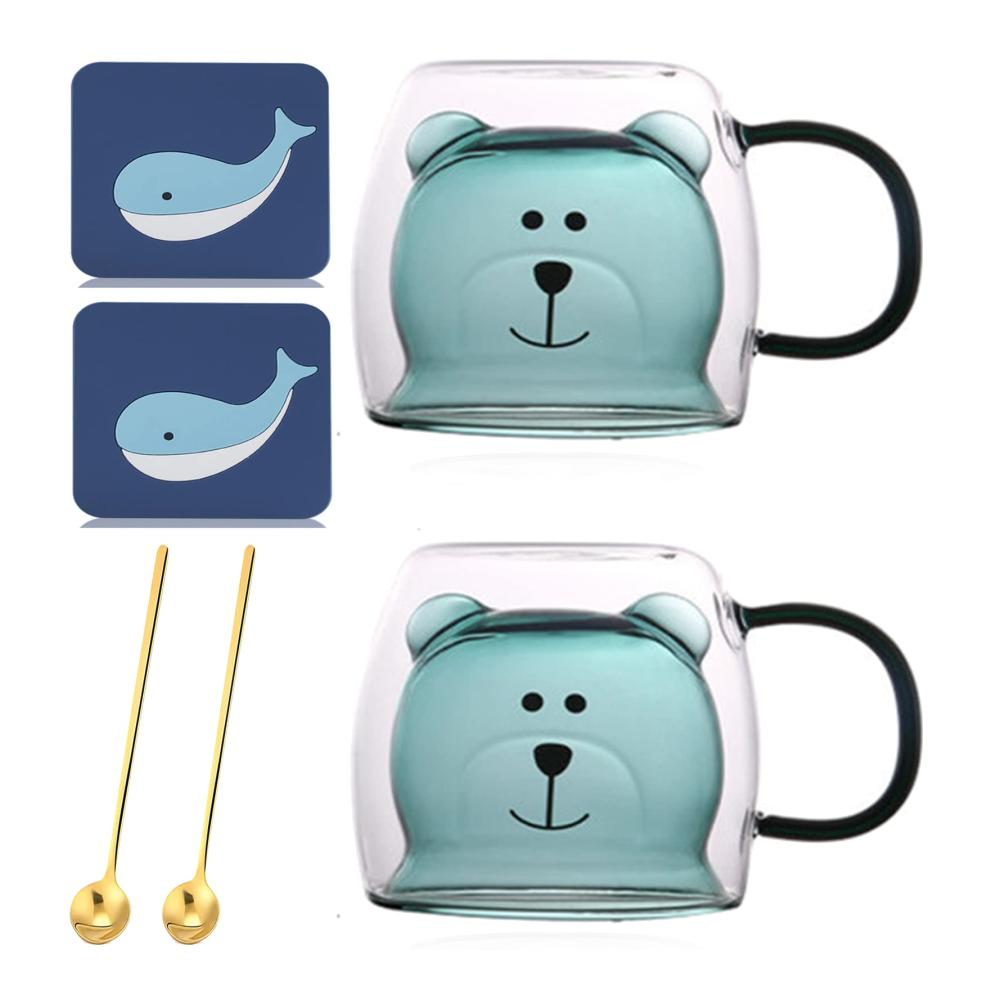 Doppelwandige Espresso- & Mokkatassen 2er Set | Süße Bärenmotive | Inkl. Löffel & Untersetzer | Perfekte Geschenkidee für Kaffee- und Teeliebhaber | Hochwertige Kaffeegläser für Weihnachten und Geburtstage