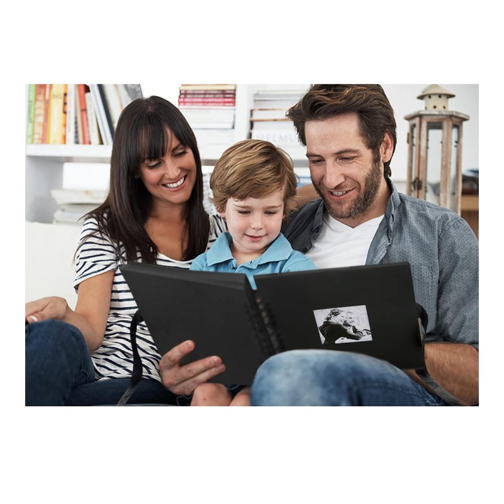 Personalisiertes Fotoalbum zum Selbstgestalten | Großes DIY Scrapbook 31x31cm | Spiralbindung | 60 Seiten | Perfektes Geschenk für Babys Hochzeiten & mehr | Schwarz