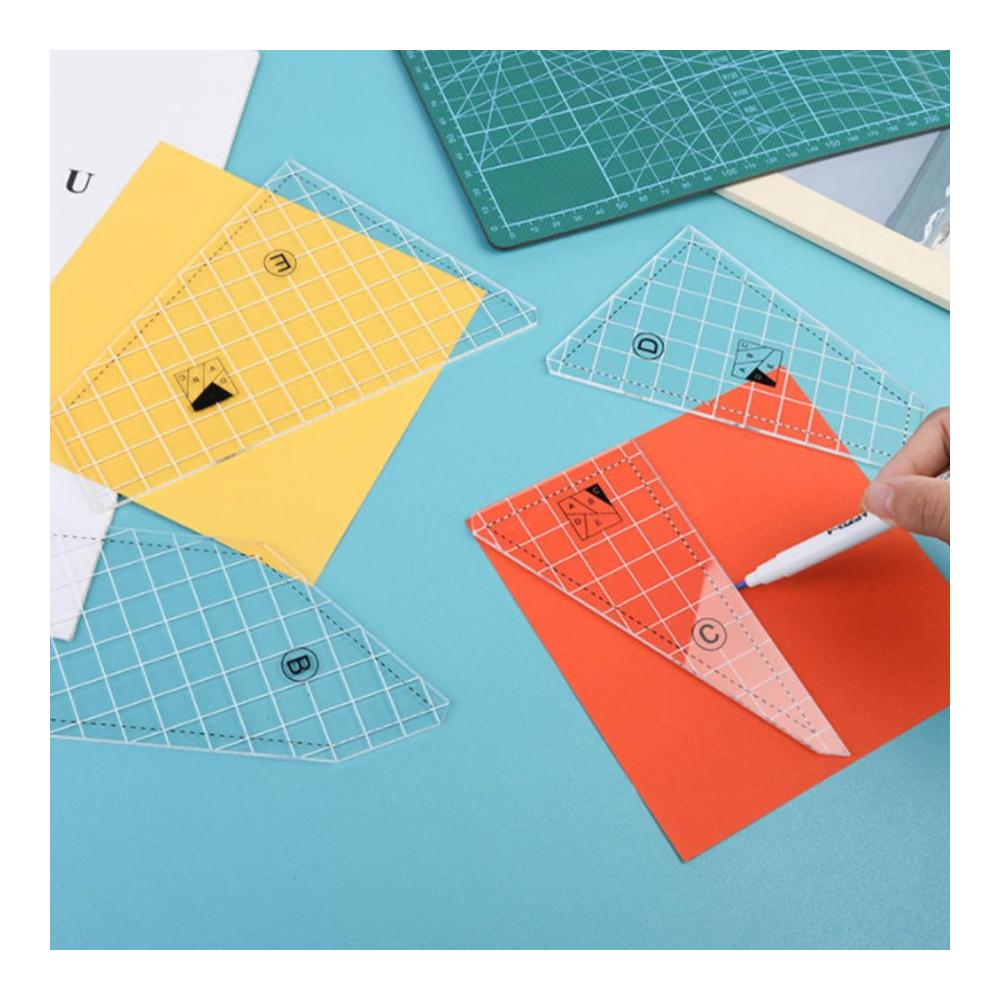 Präzisions-Linealset für Schneider & Quilter - 5-teiliges Patchwork Nählinealset aus Acryl inkl. Rollschneider - Perfekt zum Abmessen Schneiden & Quilten - Ideale Werkzeuge für Handwerker