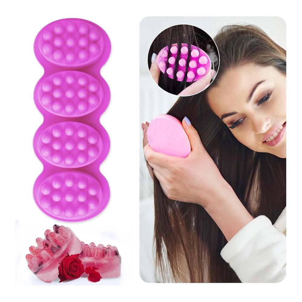Premium Silikon Gießformen Set 4-er Packung für Oval Massage Seifen Kekse Schokoladenkuchen Brot & mehr – Perfekt für Seifenherstellung Kerzen & Eiswürfel – Leicht zu reinigen & langlebig (Violett