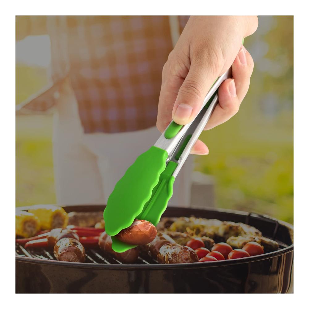HOTEC Premium Zangen-Set aus Edelstahl mit Silikonspitzen - Ideal für Küche und Grill - 3-teiliges Grillzangen-Set in den Größen 18cm 23cm und 305