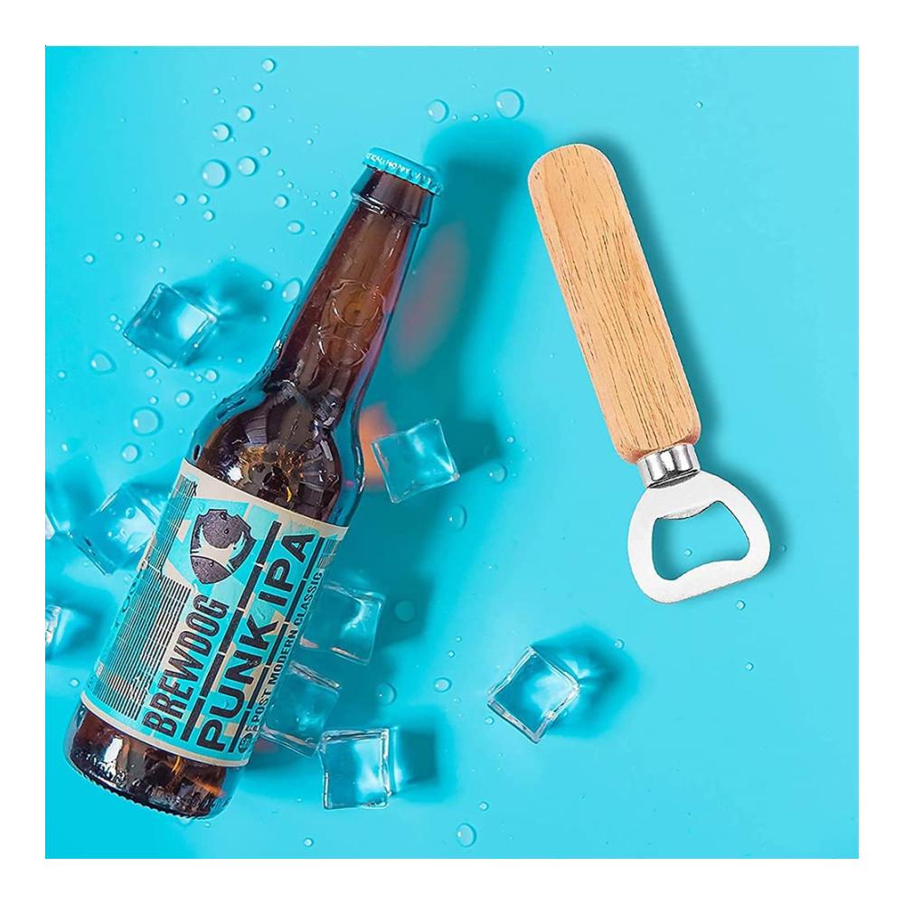 Edelstahl Flaschenöffner-Set mit Holzgriff 10 Stück Eleganter Kapselheber für Bier & Getränke Ideal für Küche Bar & Partys Langlebig & Tragbar Perfektes Geschen