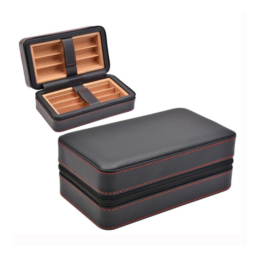 Luxus Zigarren Humidor Etui - Tragbarer Reiseetui aus Leder für 6 Zigarren - Ideales Groomsmen und Geburtstagsgeschenk - Braun