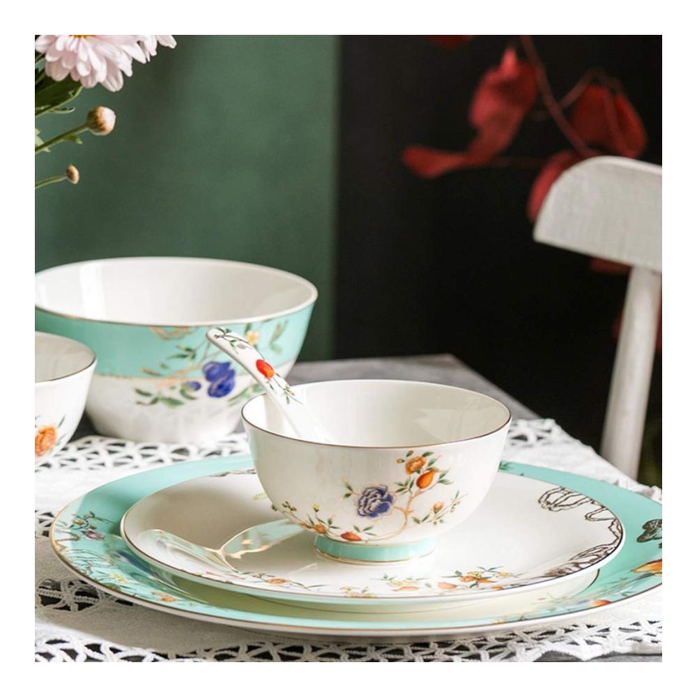 Exklusive Pastoral Bone China Speiseteller - Edle Porzellan Kuchenteller Set für ein stilvolles Dinner - Retro Design Obstschale Steak & Pasta Teller - Hochwertiges Keramikgeschirr in Blau (3er Set
