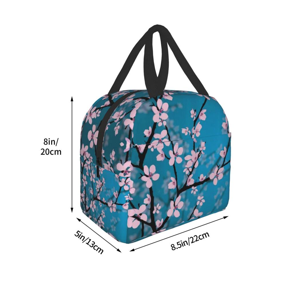 Entdecken Sie Stil und Funktion Moderne isolierte Lunchtasche für Damen und Herren mit bezauberndem Kirschblüten-Design. Auslaufsichere Kühltasche ideal für Erwachsene perfekte Lunchbox für Kinder. Genießen Sie frische Mahlzeiten unterwegs bei Arbeit Schule und Picknick