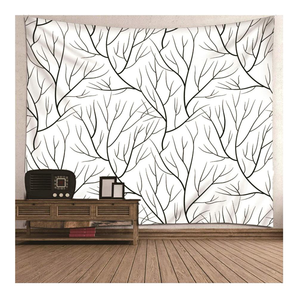 Entdecken Sie die Magie der Wandteppiche Kinderzimmer verzaubern mit unserem besonderen Wanddekoration-Wandteppich! Minimalistisches Design Äste-Muster schwarz-weißer Stoff - 150x130cm voller Stil. Perfekte Anime-Wanddekoration für ein einzigartiges Kinderzimmer