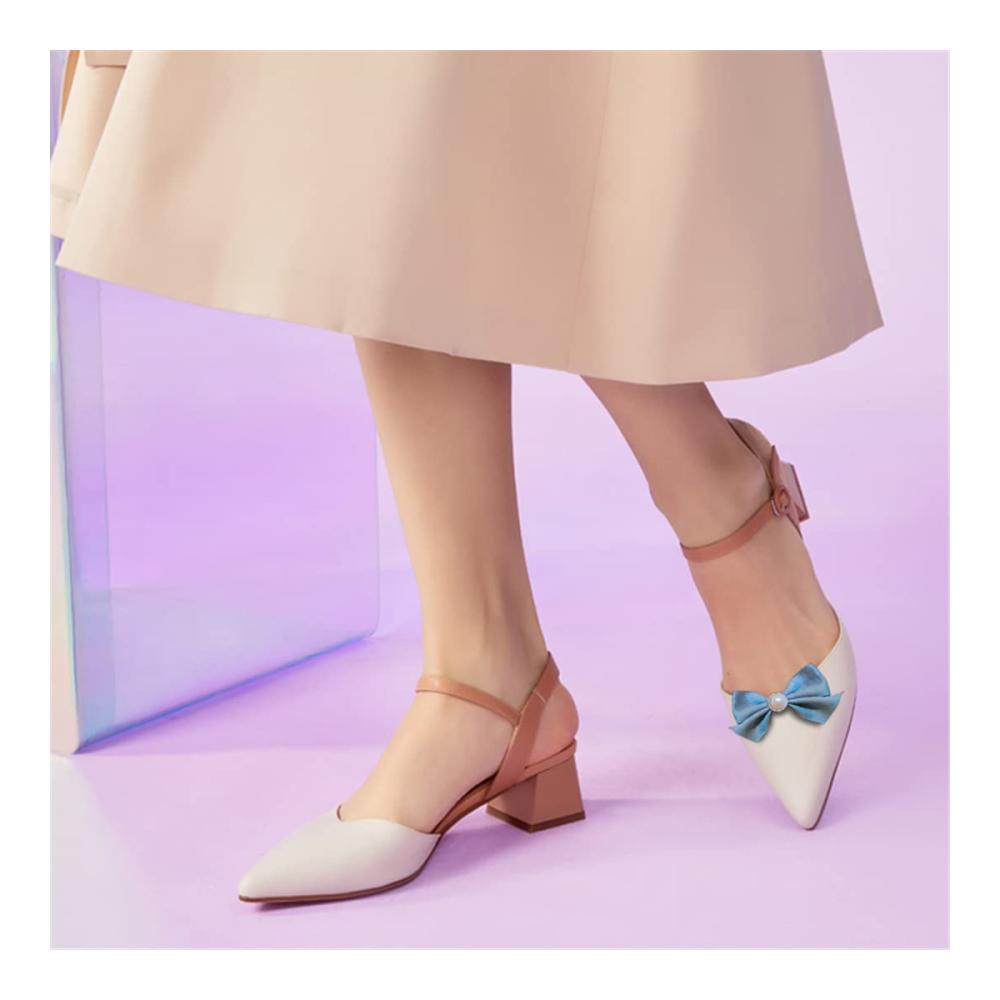 2 Stück Satin-Schleifen-Schnallen | Abnehmbare Schuh-Clips für elegante Verzierungen | Lila | One Size | Textile Schm