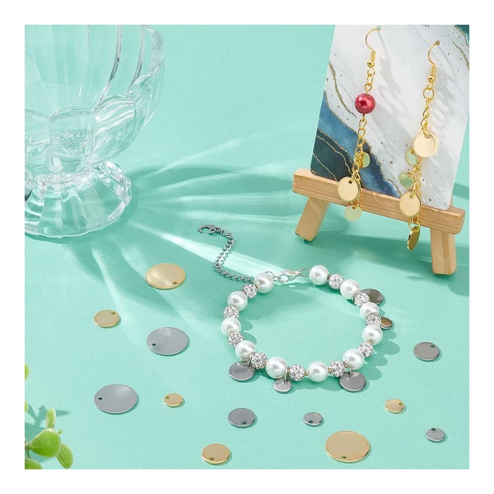120er Set Schmuckanhänger 2 Farben 3 Größen (7/10/16mm) – DIY Stempelanhänger aus Edelstahl für Armbänder Ohrringe & Halsketten – Perfekt für Perlenweben & Schmuckherstellung