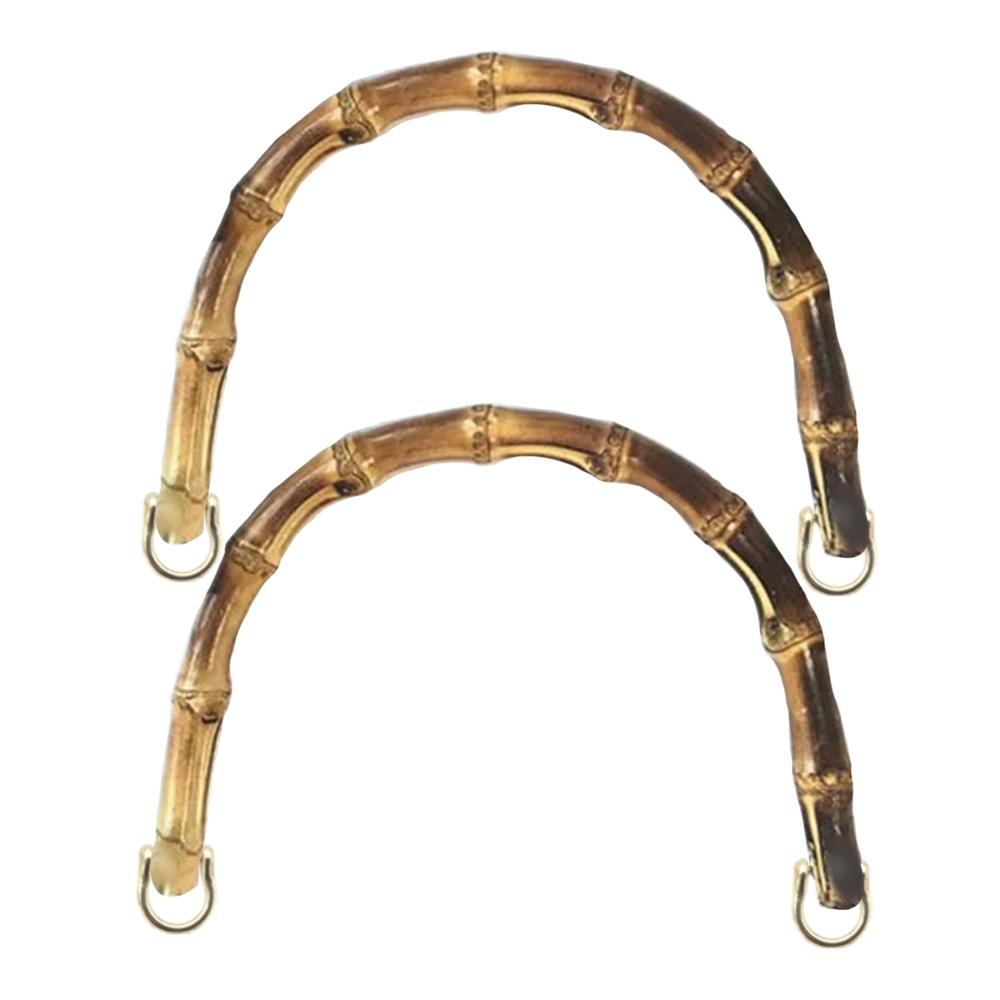 Exquisite Handtaschengriffe aus Bambus - 2er Set für DIY-Projekte | Robuste U-Form mit goldenen Schnallen | Ideale Ersatzgriffe für die Taschenherstellung und kreatives Basteln | Goldgelb Groß