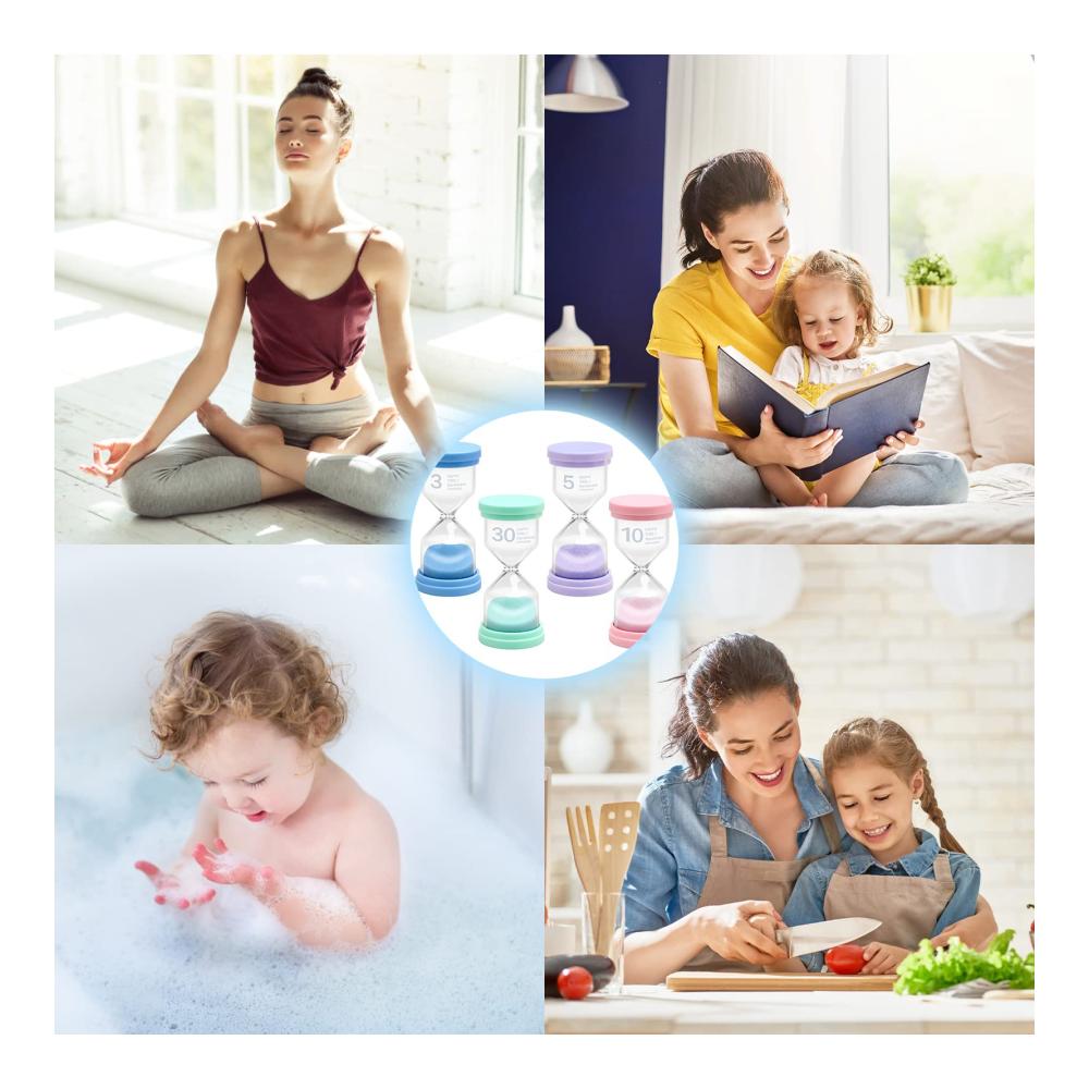 Entdecken Sie die Magie der Zeit mit unserem Eieruhren Set 3 Min 5 Min 10 Min 30 Min Sanduhren - GlasTimer für präzises Timing. Perfekt für Kinder Zähneputzen Spiele Büro und Küche. Ein farbenfrohes Deko-Set für jeden Anlass