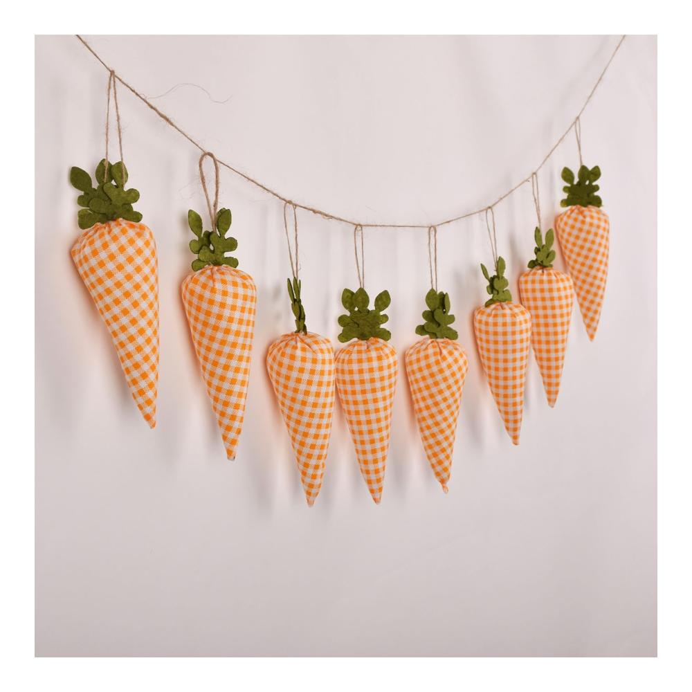 Erfrischen Sie Ihr Zuhause mit einem realistisch aussehenden Osterkarotten-Kranz! Helle Farben künstliches Gemüse und Mini-Orangen verleihen Ihrem Raum eine festliche Note. Perfekt für die Frühlingsdekoration