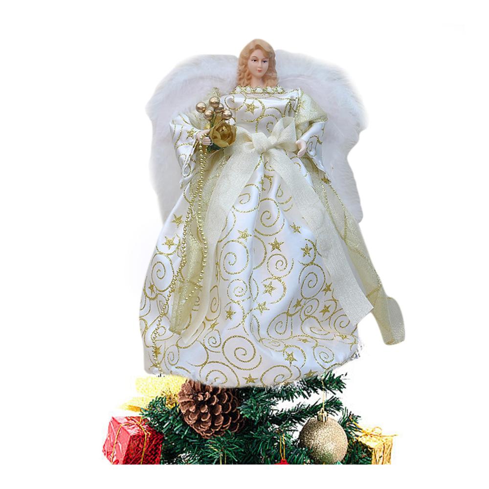 Weihnachtsengel Baumspitze | Christbaumspitze Engel Weiß | Festlicher Spitzenengel für Weihnachtsbaumdekoration | Handgefertigte Weihnachtsengel-Figur | Weihnachtsbaum Schmuck und Deko